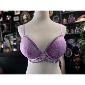 NWT Victoria's secret purple lace and rhinestone push up bra 36D